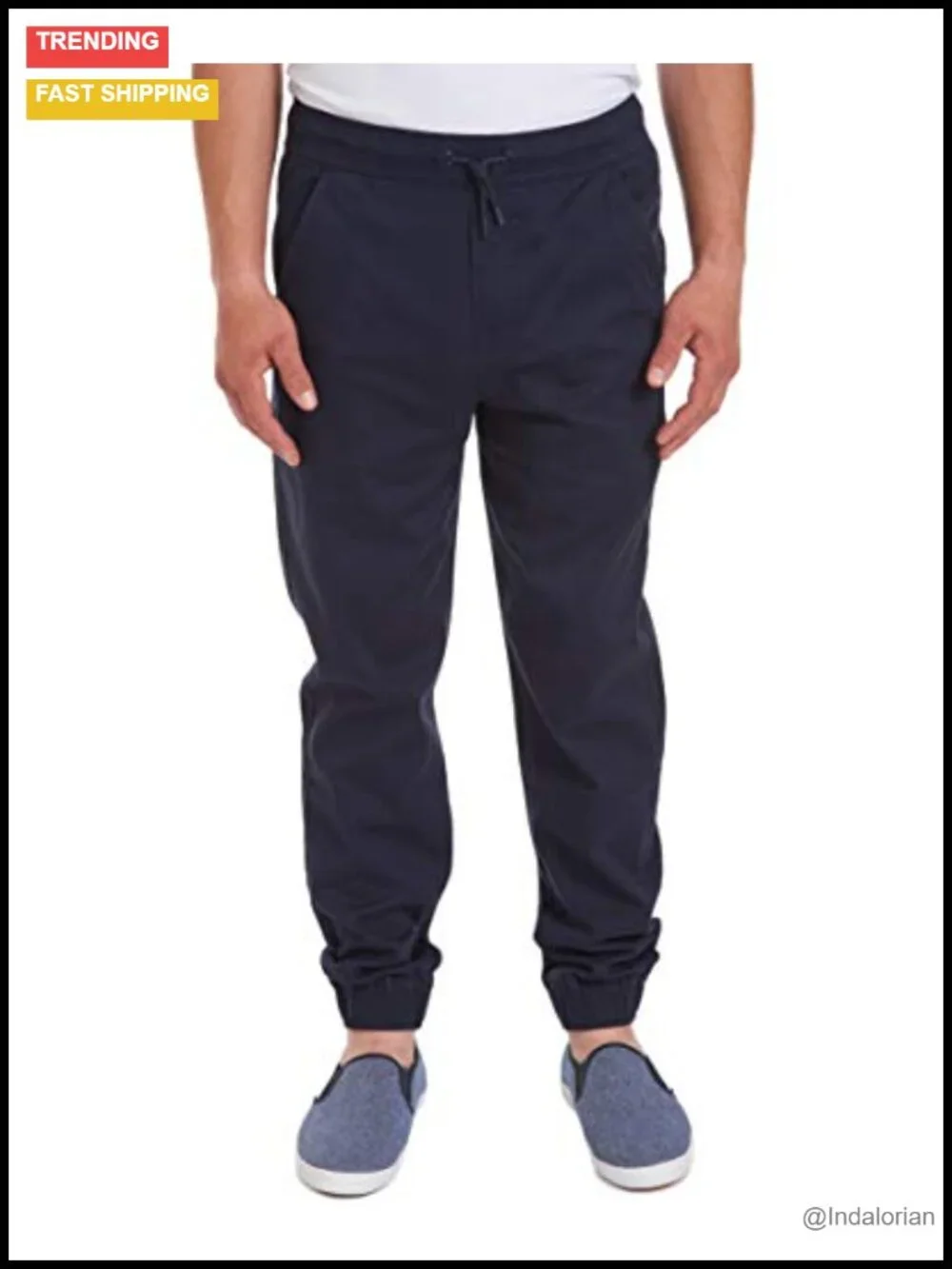Stretch Twill Jogger Pants with Drawstring Waist